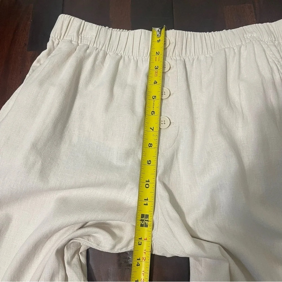 Loft High Rise Straight Pull On Pants Women’s Large Linen Blend Cream - Picture 6 of 8